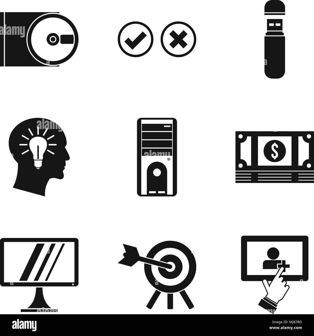Data processing icons set. Simple set of 9 data processing vector icons ...