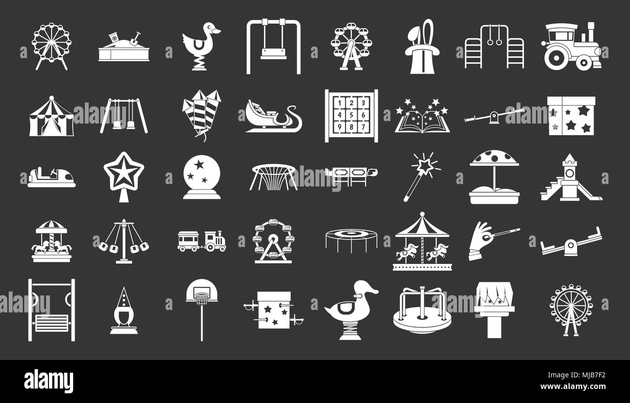 Kid amusement icon set vector white isolated on grey background Stock Vector