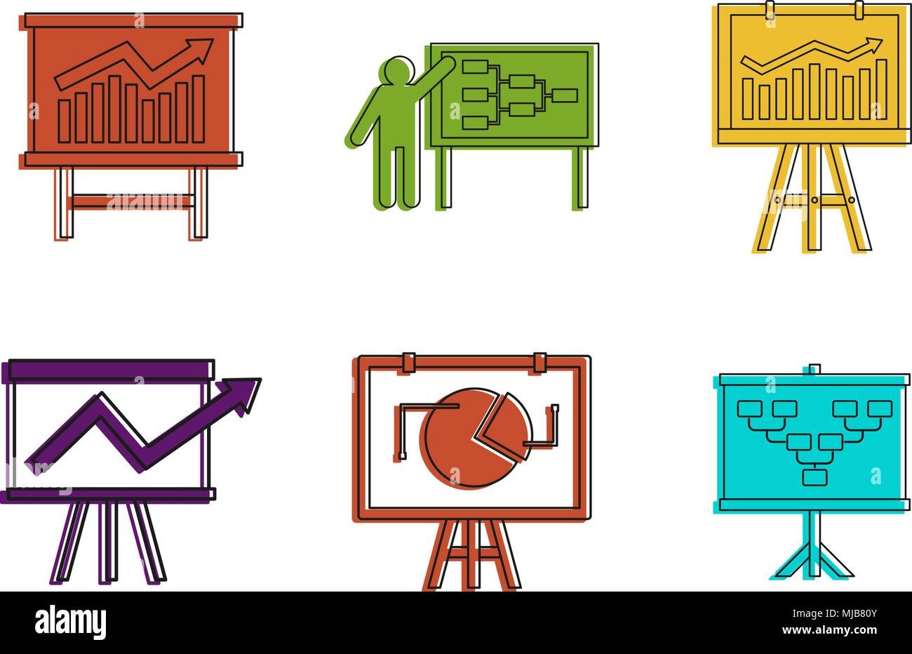 Diagram icon set, color outline style Stock Vector Image & Art - Alamy
