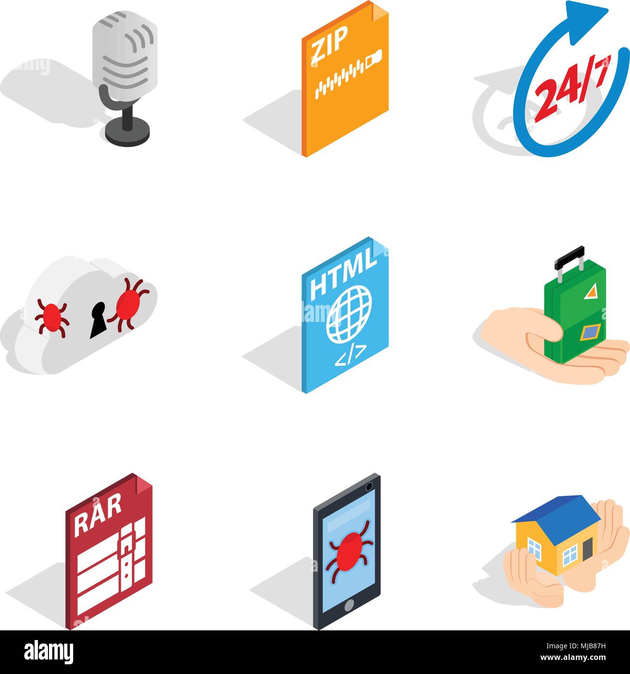 Network business icons set, isometric style Stock Vector