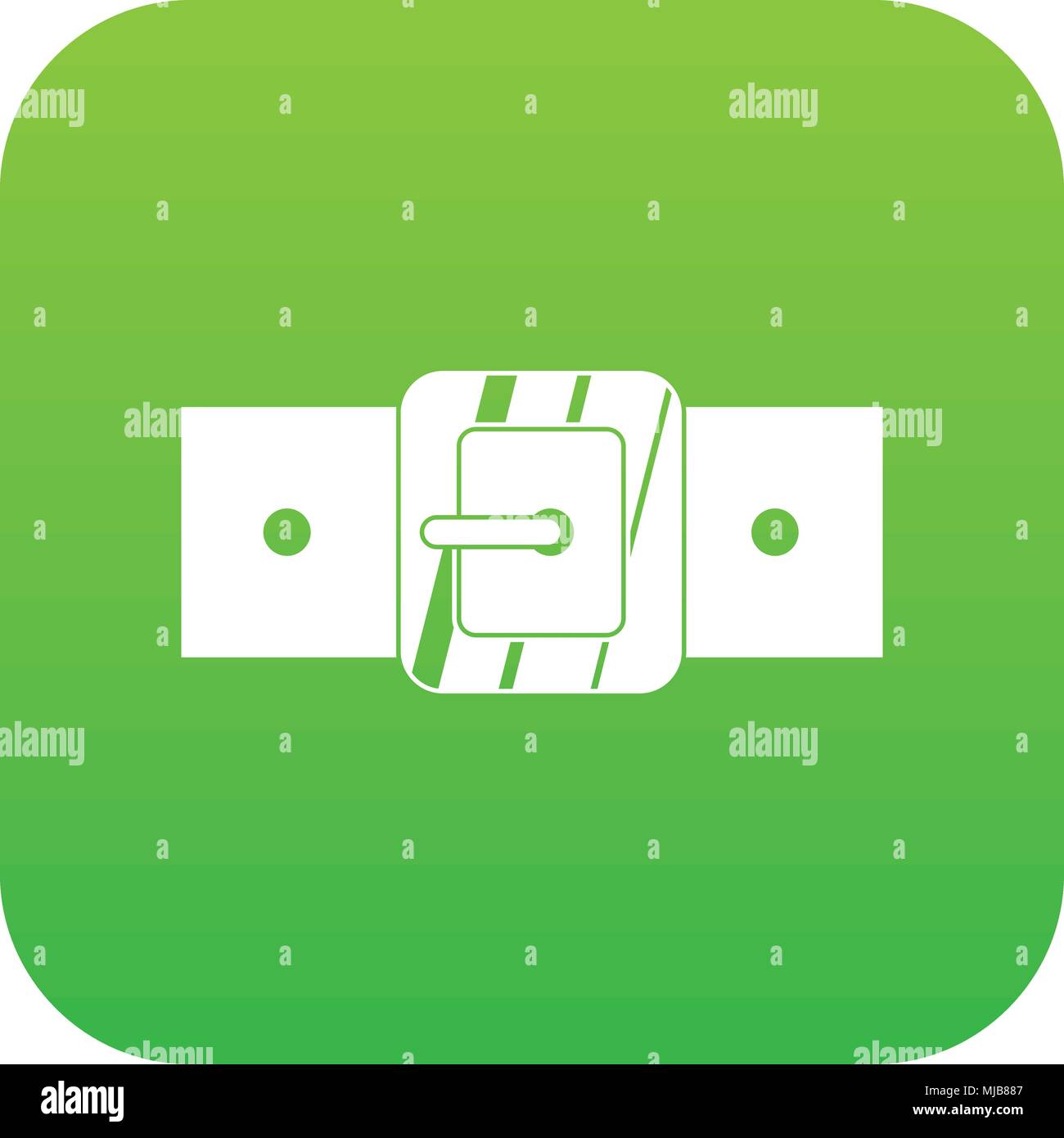 Square belt buckle icon digital green Stock Vector