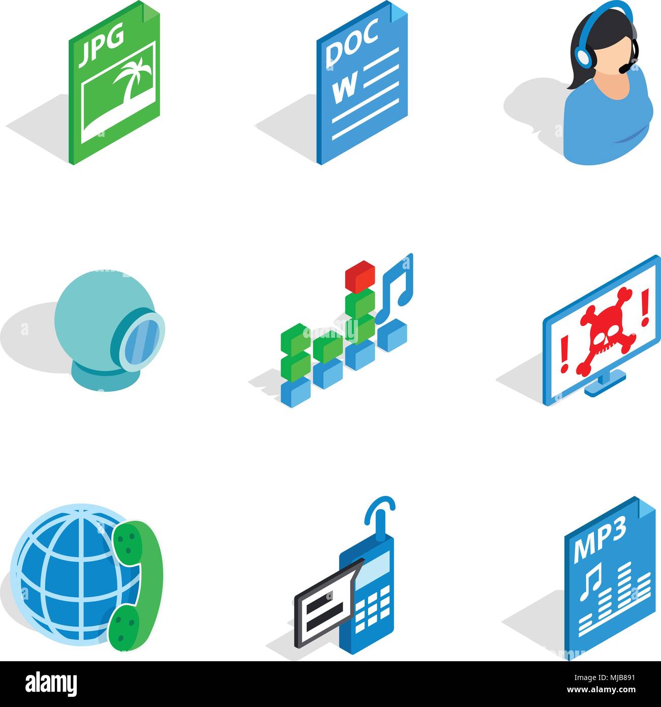 Technical novelty icons set, isometric style Stock Vector