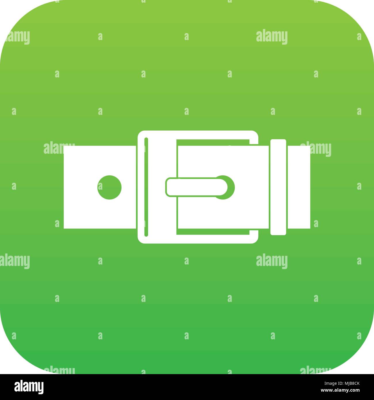 Belt with square buckle icon digital green Stock Vector