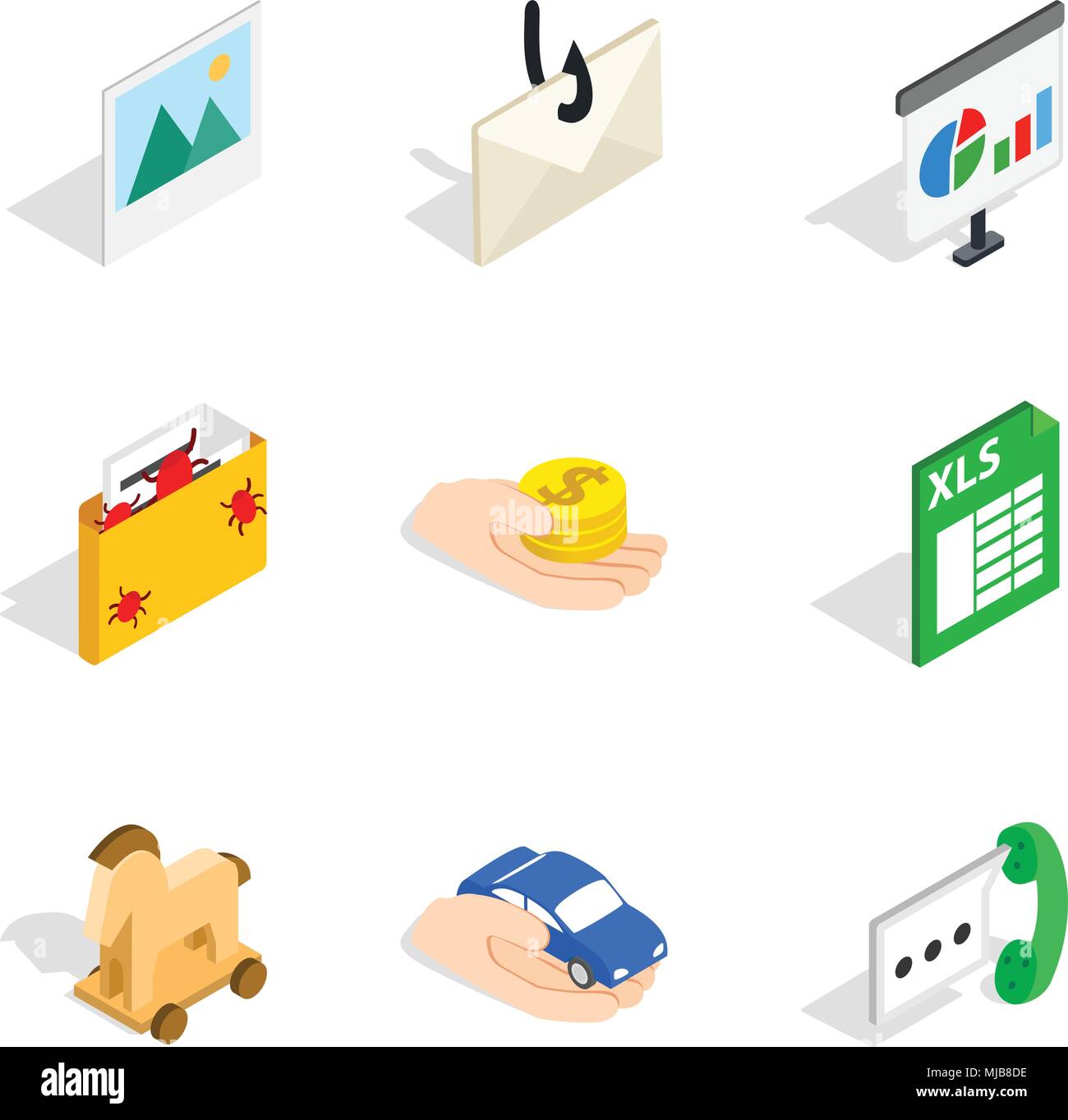 Worldwide web icons set, isometric style Stock Vector