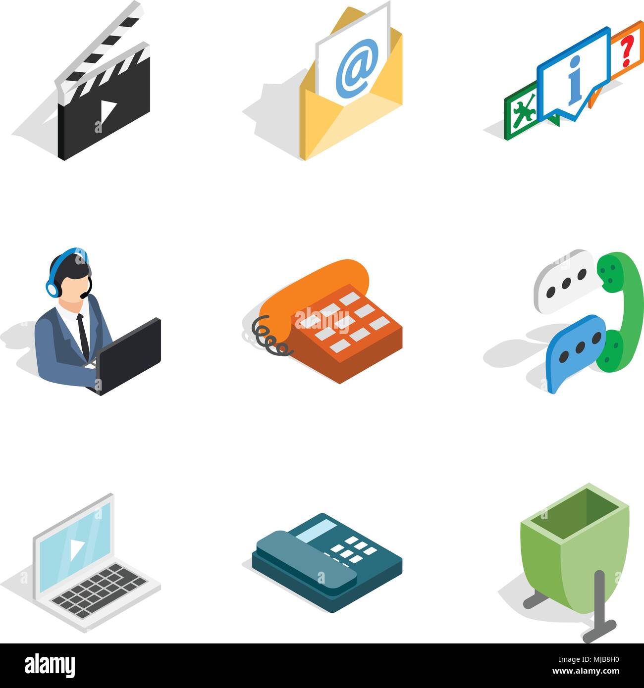 Web project icons set, isometric style Stock Vector