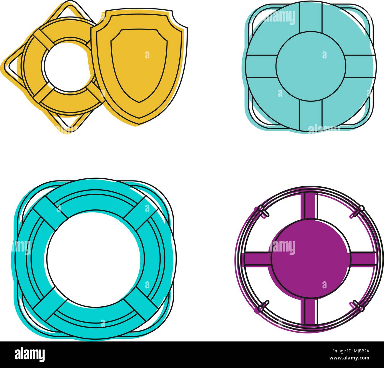 Lifebuoy icon set, color outline style Stock Vector Image & Art - Alamy