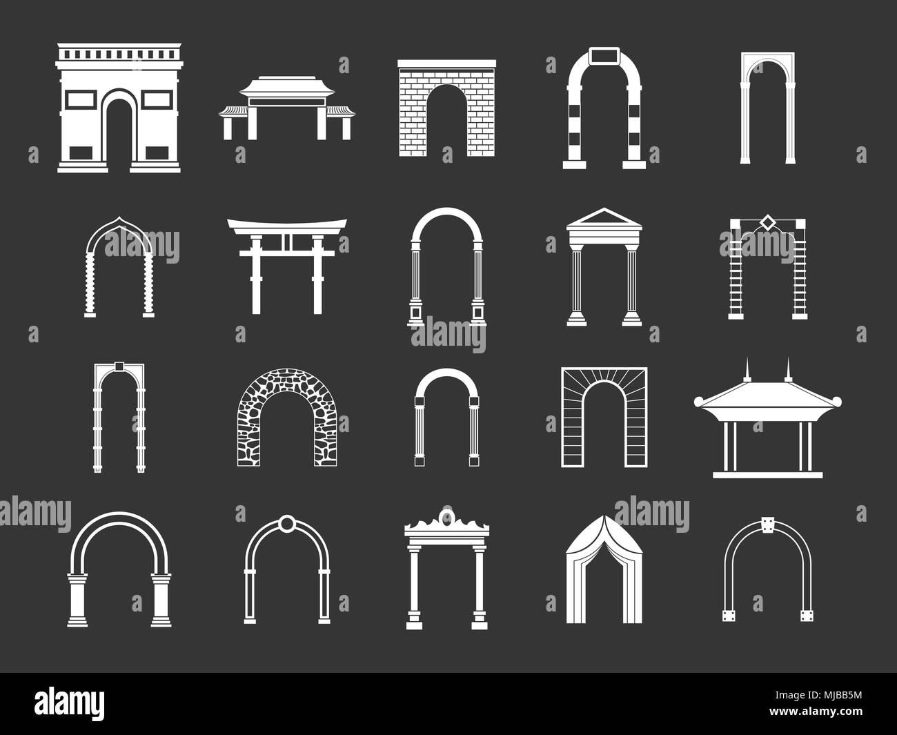 Arch Icon Set Grey Vector Stock Vector Image And Art Alamy