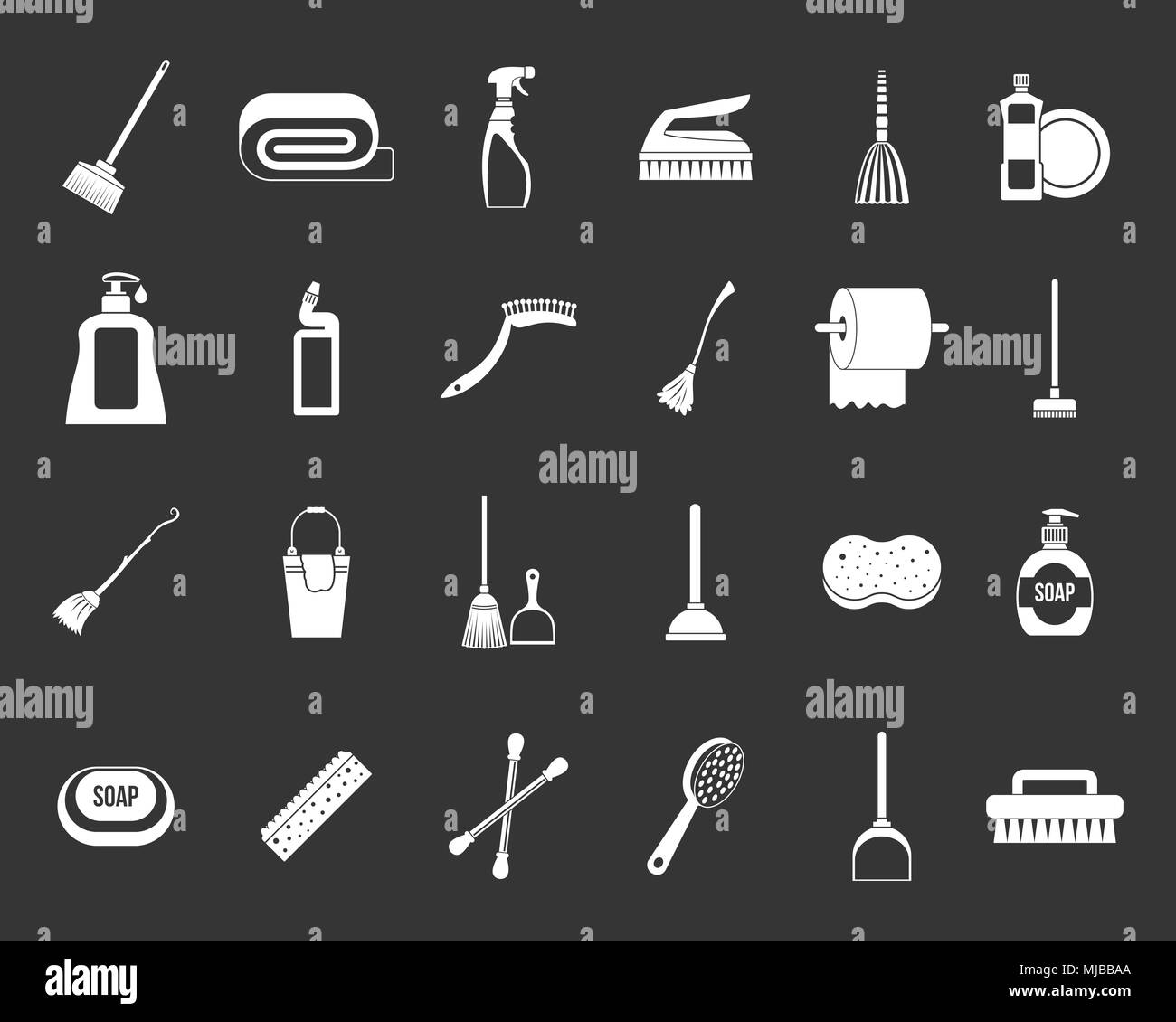 Cleaning tools icon set grey vector Stock Vector Image & Art Alamy