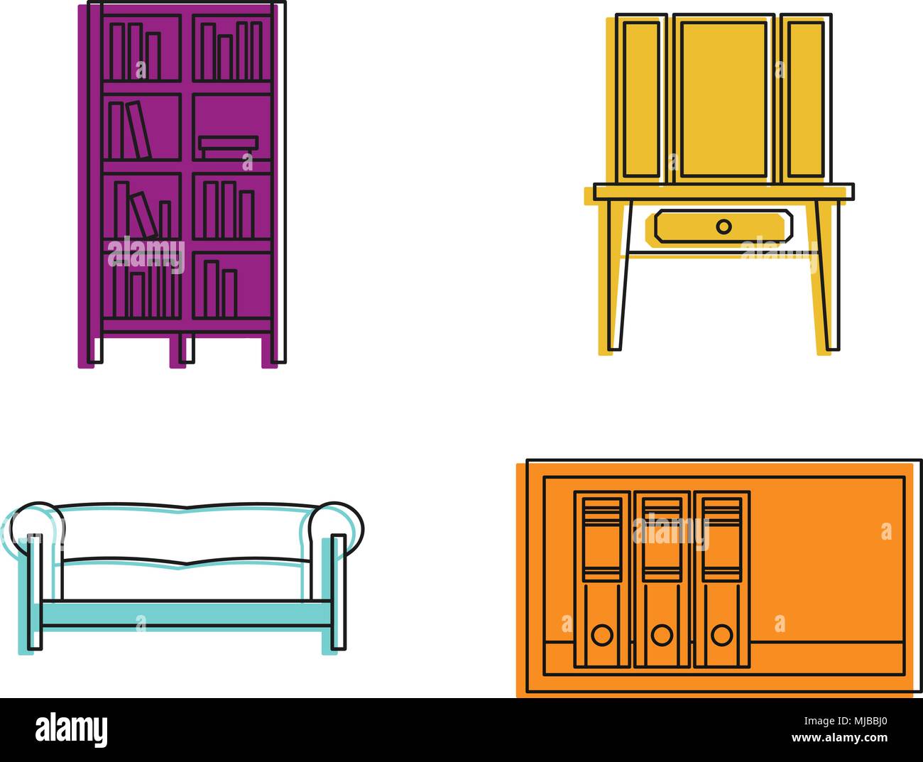 Furniture icon set, color outline style Stock Vector Image & Art - Alamy