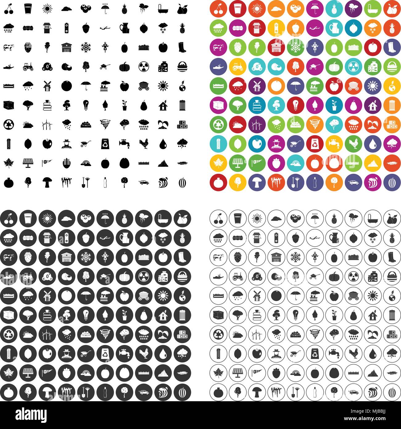 100 fruit icons set vector variant Stock Vector Image & Art - Alamy