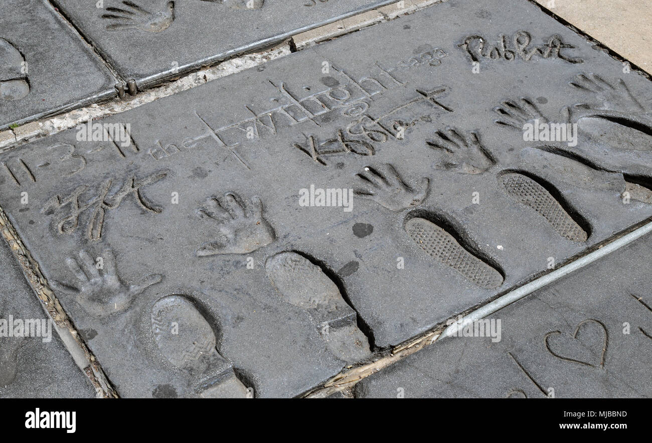 Twilight Hand And Footprints Outside Grauman's Chinese Theatre In Hollywood Stock Photo