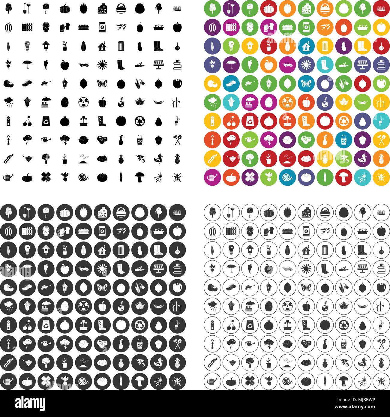 100 garden icons set vector variant Stock Vector Image & Art - Alamy