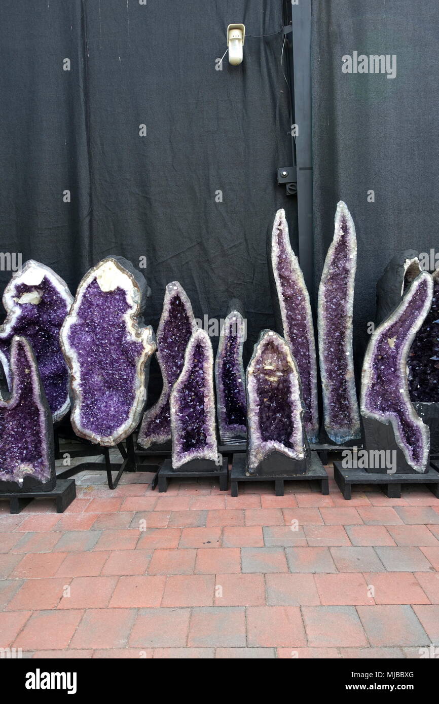 Amethyst crystal caves on display Stock Photo