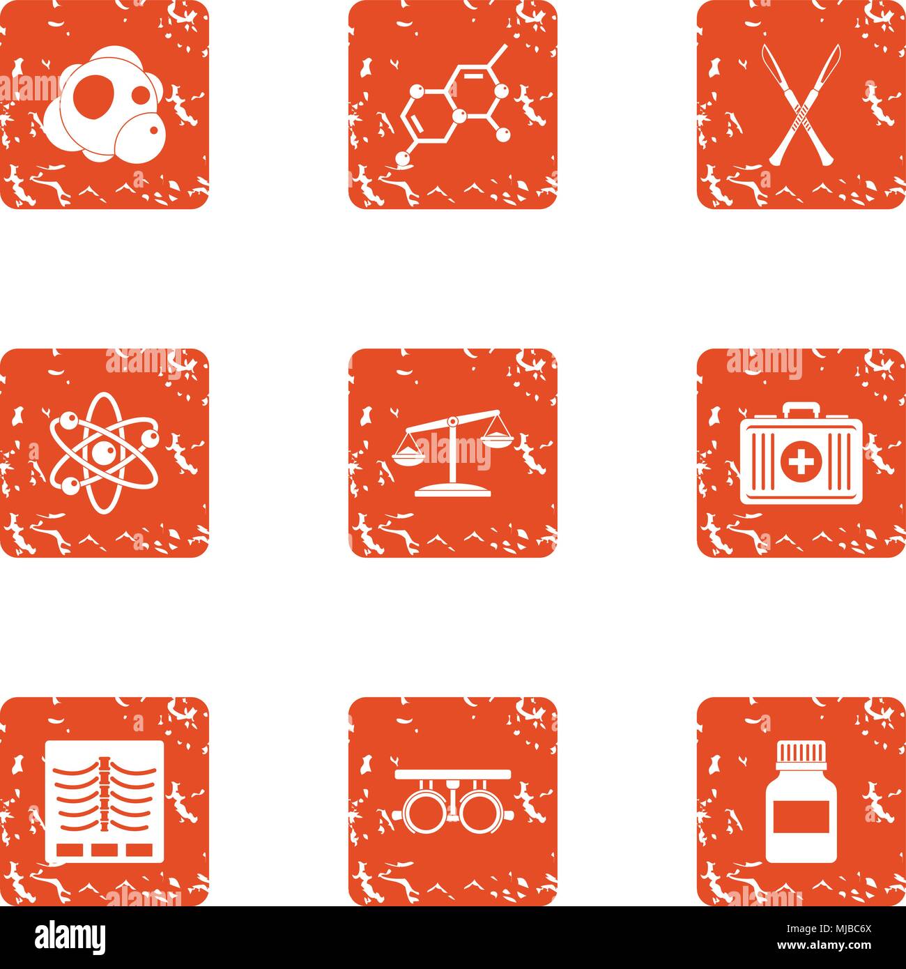 Bioadditive icons set, grunge style Stock Vector