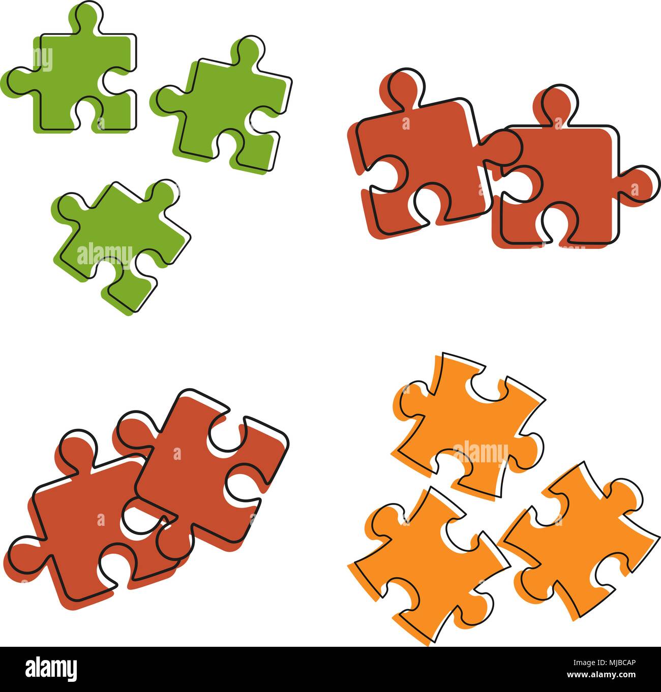 Puzzle icon set, color outline style Stock Vector Image & Art - Alamy