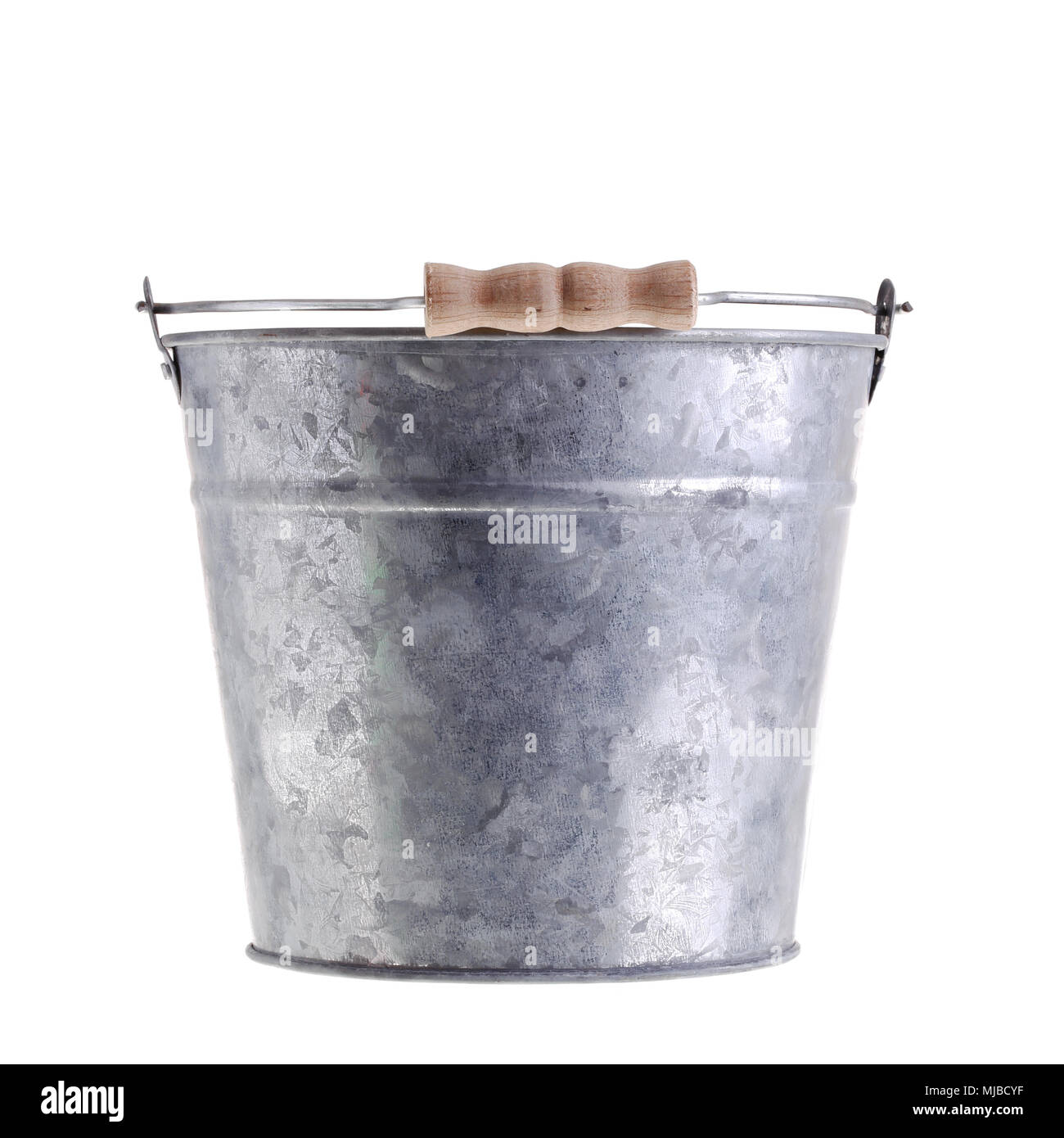 Small bucket with handle made of metal isolated on white background Stock  Photo - Alamy