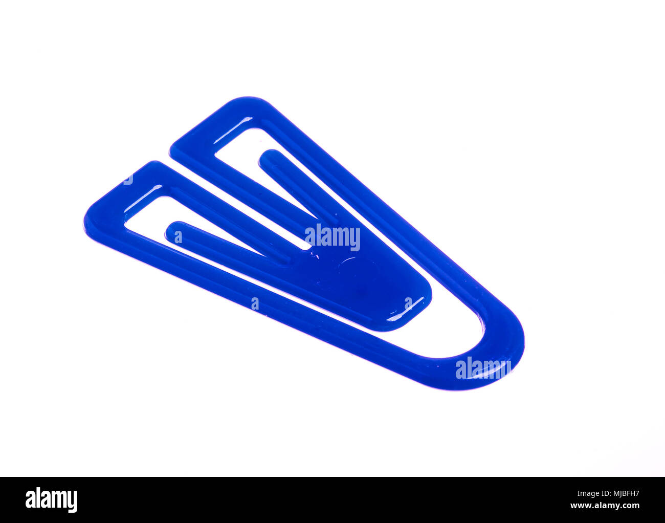 One blue paper clip isolated on white background Stock Photo - Alamy