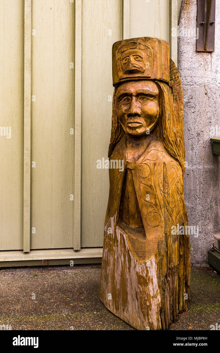 First Nations wood carving, Museum at Campbell River, British Columbia, Canada Stock Photo Alamy