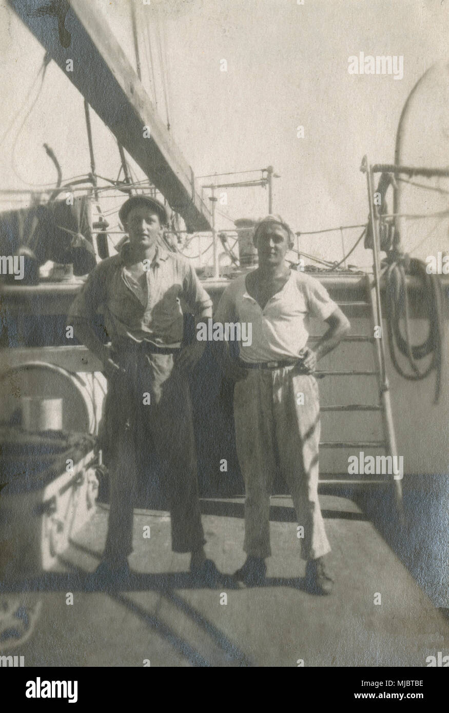 1900 Two Sailor Guys Make Out On Ship Deck Vintage Old Photos 4” x 6” Reprint