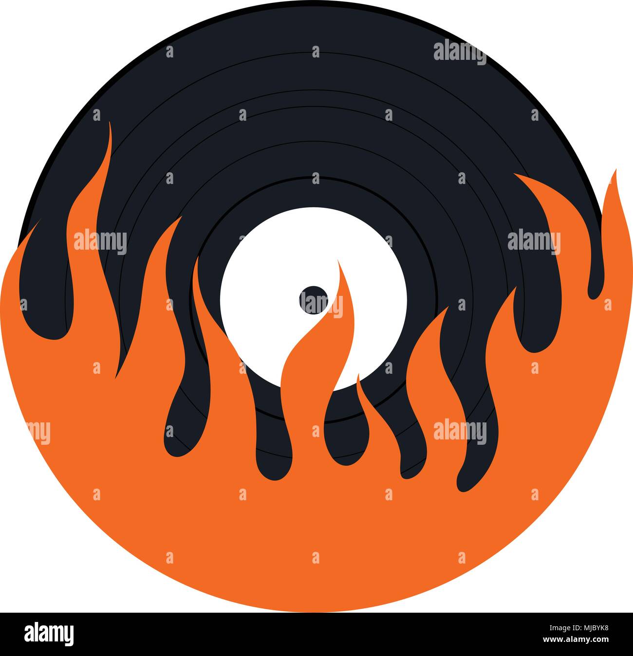 Flame vinyl icon. Flat color design. Vector illustration. Stock Vector