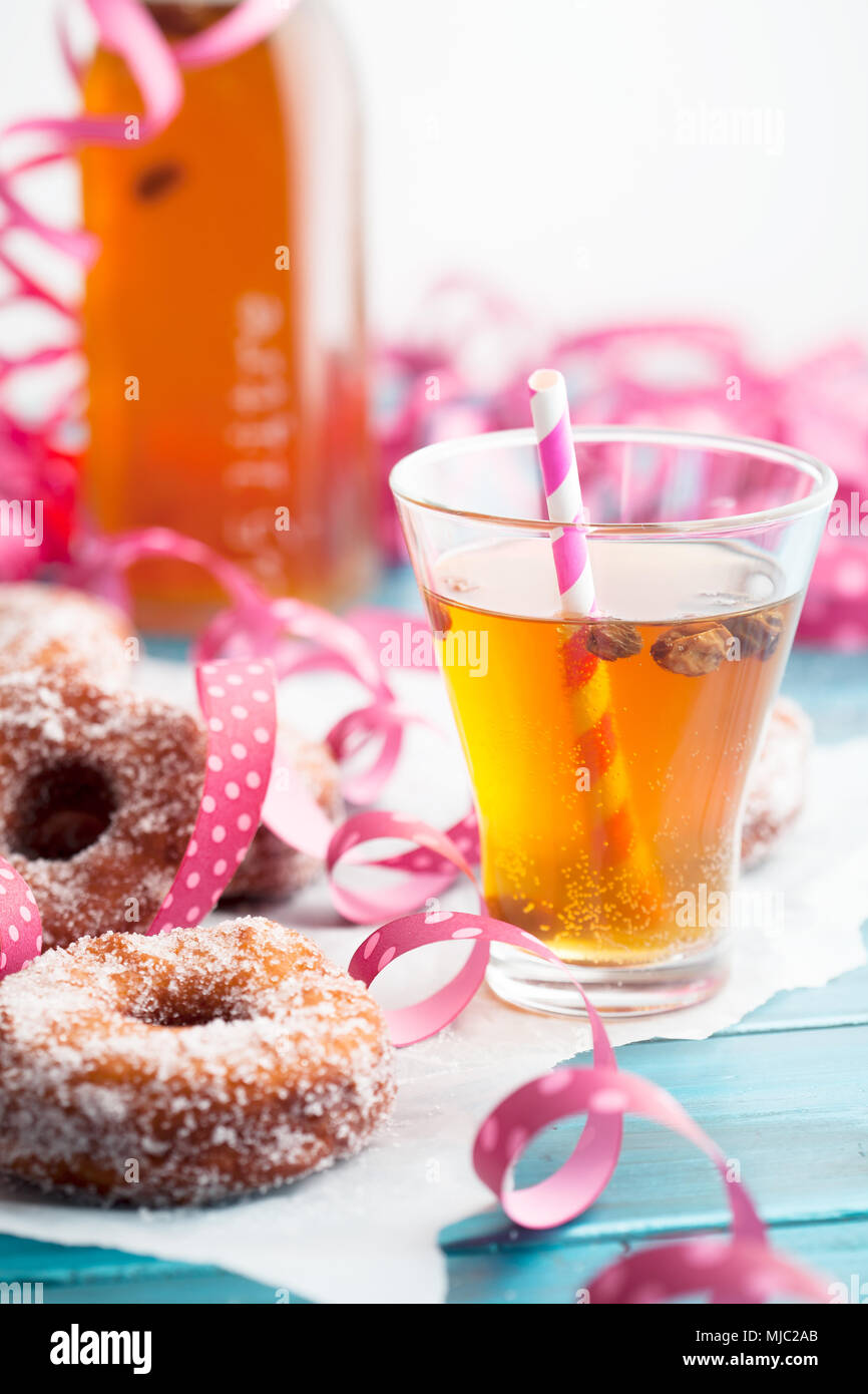 Traditional finnish sima and sugar donuts Stock Photo - Alamy