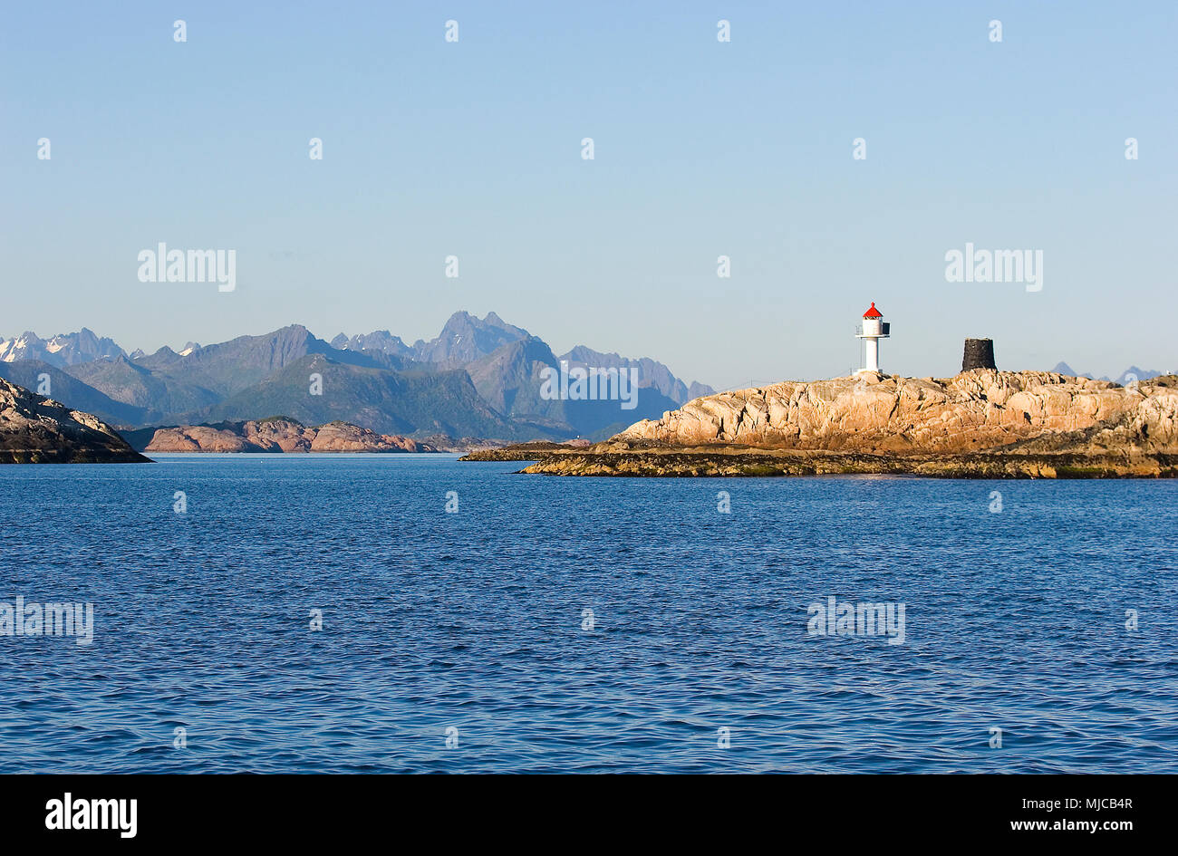 sea and landscape in the Lofoten Islands, Northern Norway Stock Photo
