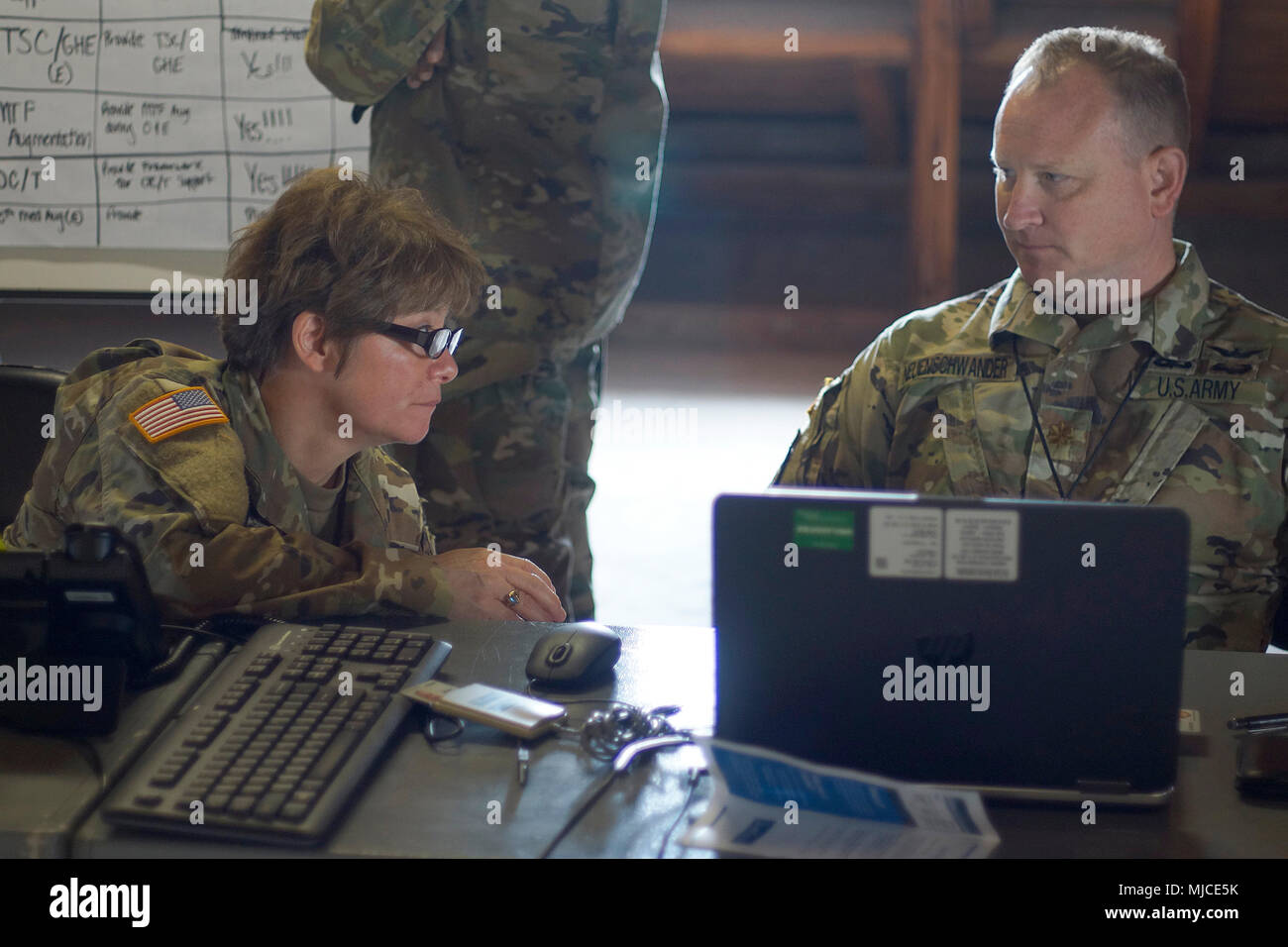 Medical Support UnitEurope Capt. Laura Lauber speaks to Maj. Joel