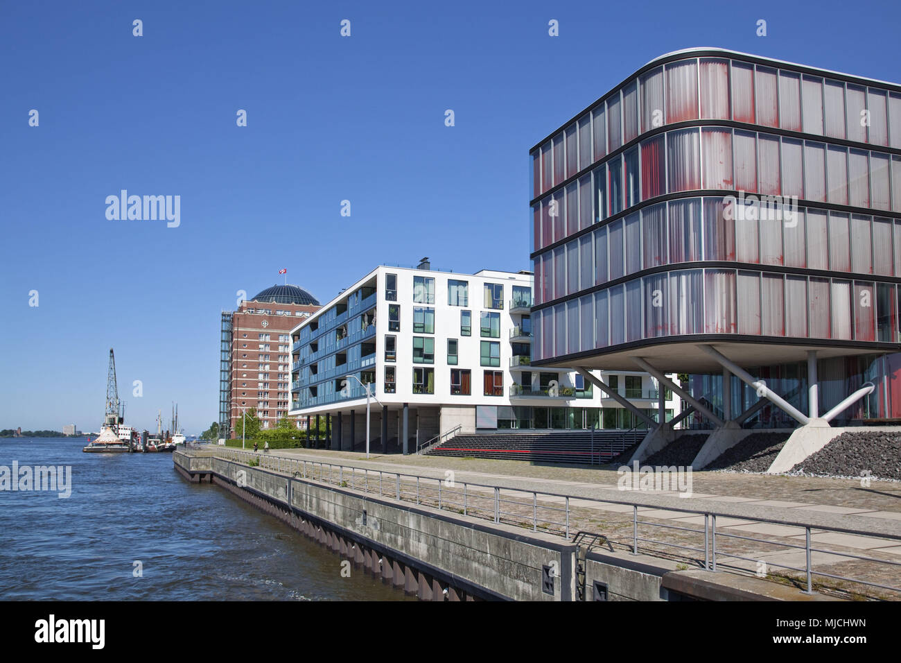 Germany Hamburg Office Buildings Glass Facade Stock Photos