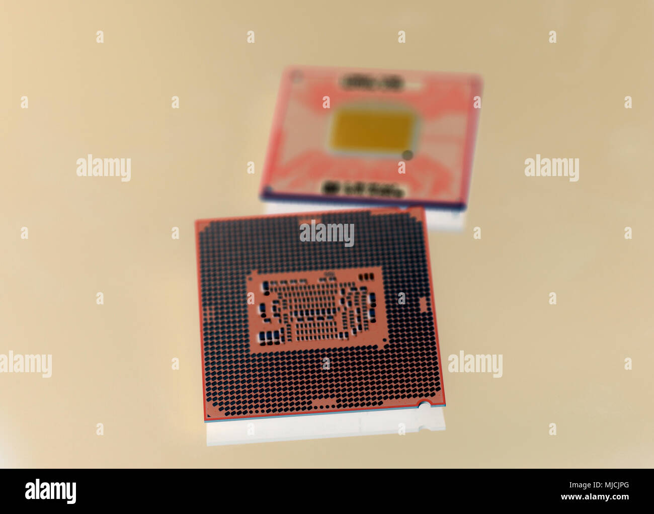 Central processing unit CPU processors microchip on yellow background ...