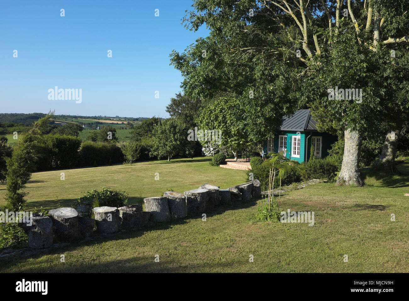 Brittany, summer house, tree, landscape, summer Stock Photo