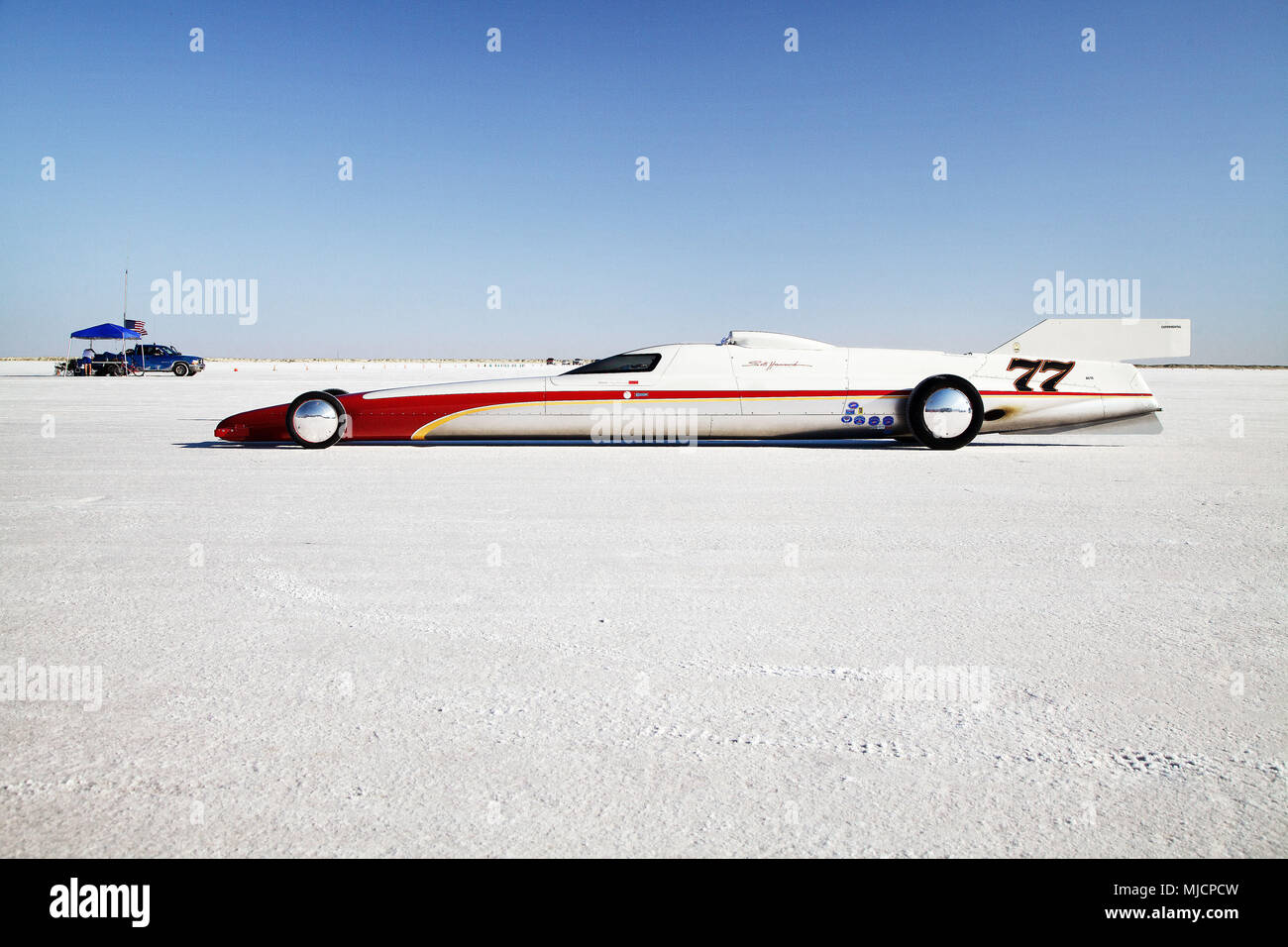 Racing car, self-built, Bonneville Speed Week, Great Salt Lake, Utah Stock Photo