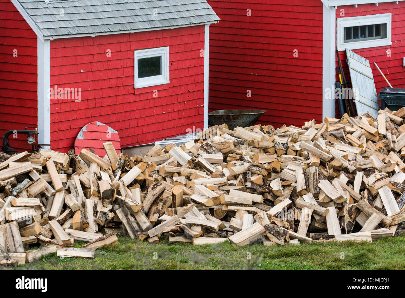 Firewood And Cabins In The Fishing Harbour Of Peggy S Cove Near