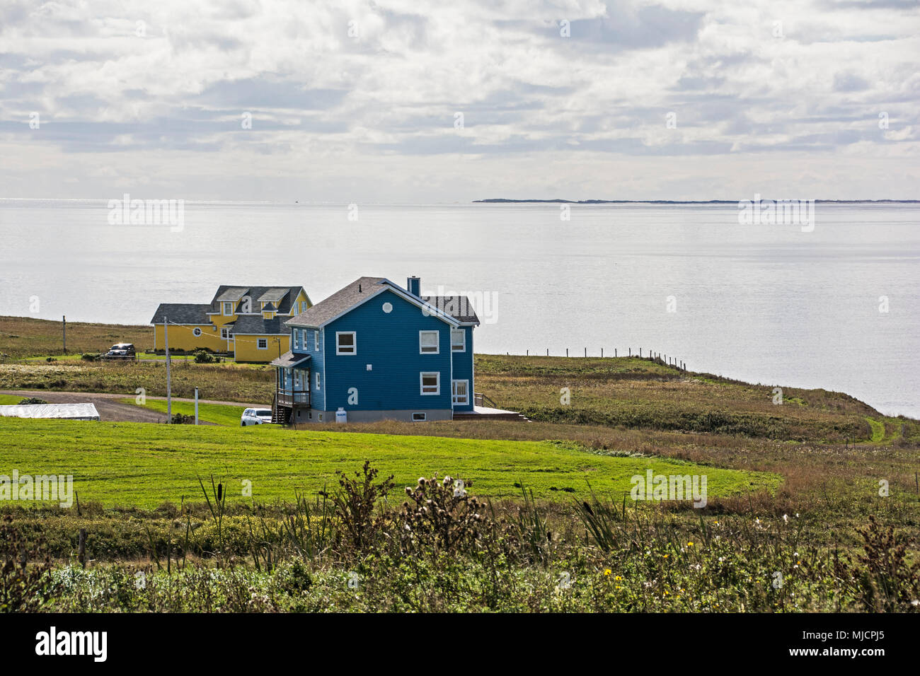 Houses landscape on the magdalen island of havre aux maisons in canada