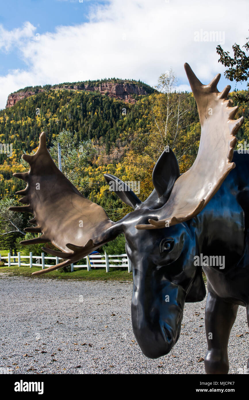 Statue of a moose at Percé on the Gaspésie Peninsula in Canada Stock ...