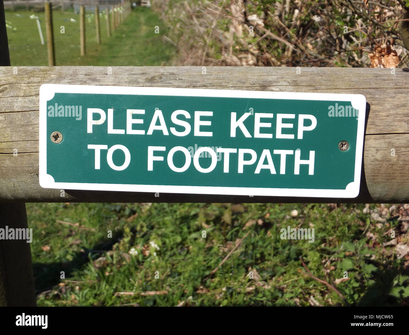 Please Keep To The Footpath Sign Stock Photo