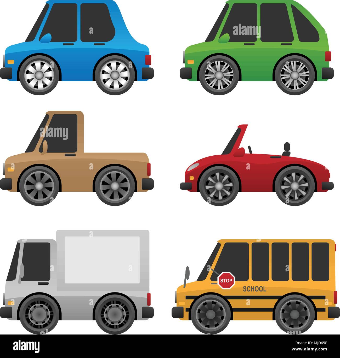Cute Cars and Trucks Vector Illustration Stock Vector