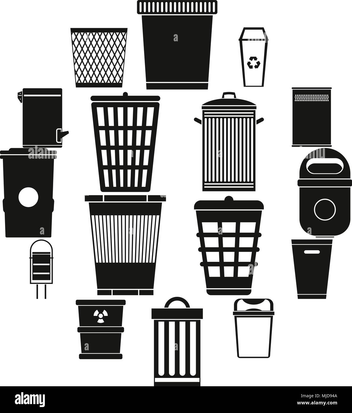 Trash can icons set, simple style Stock Vector Image & Art Alamy