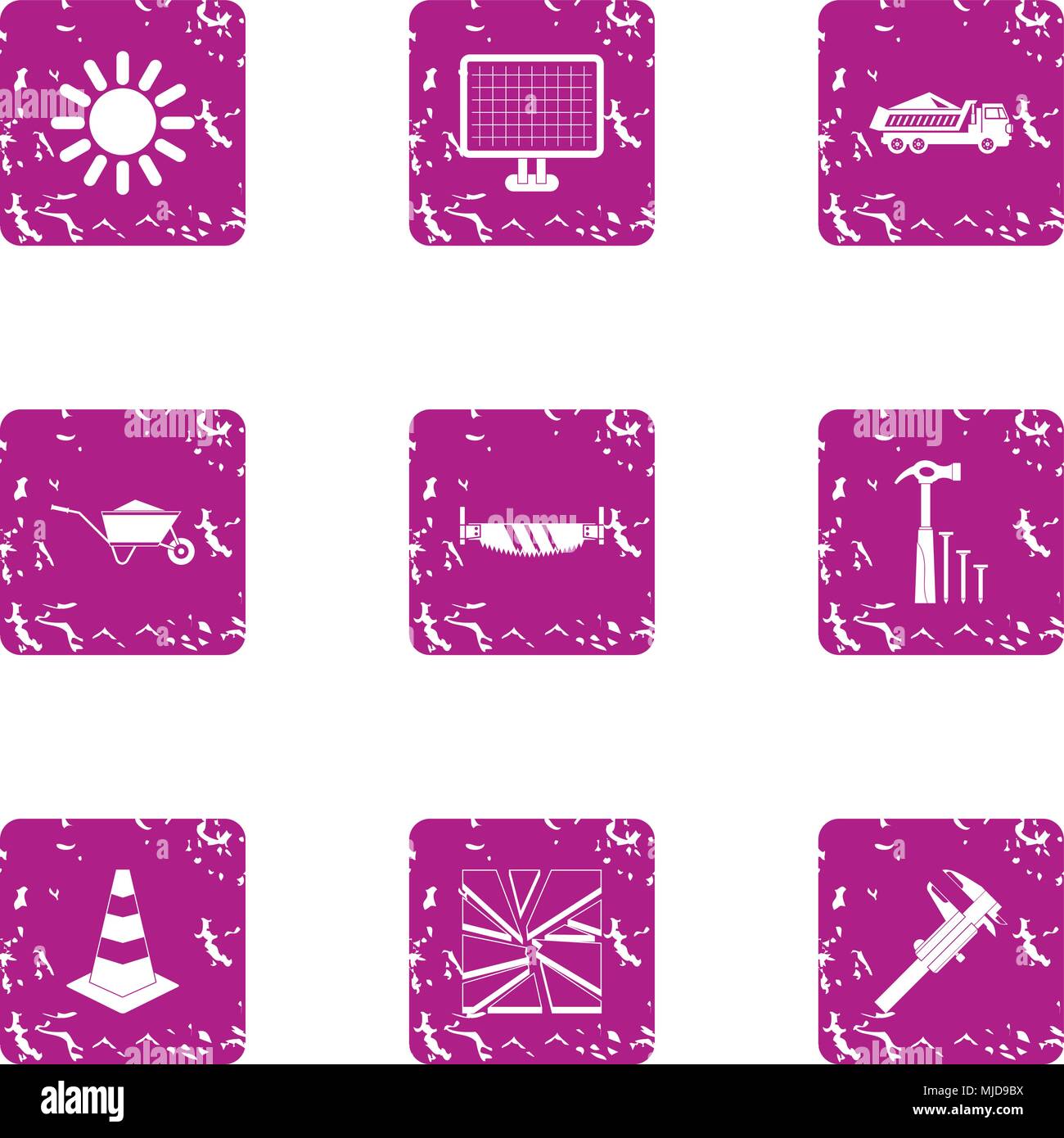 Contractor icons set, grunge style Stock Vector