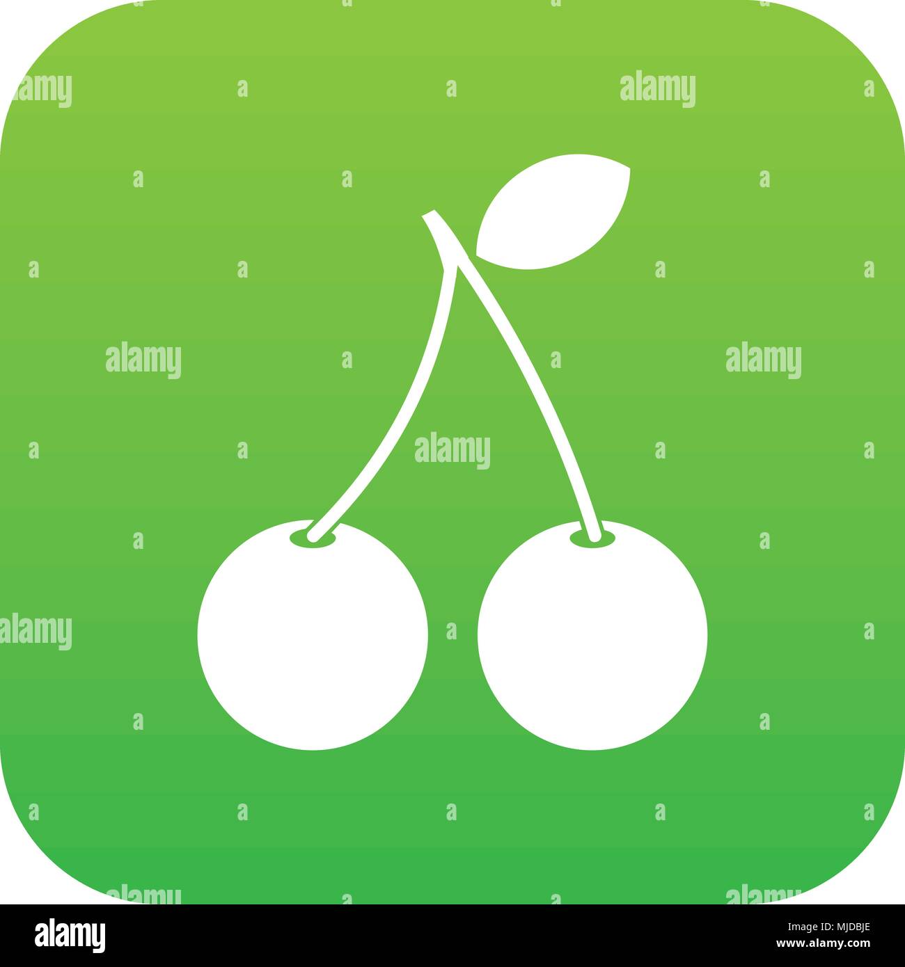 Two ripe cherry berries icon digital green Stock Vector