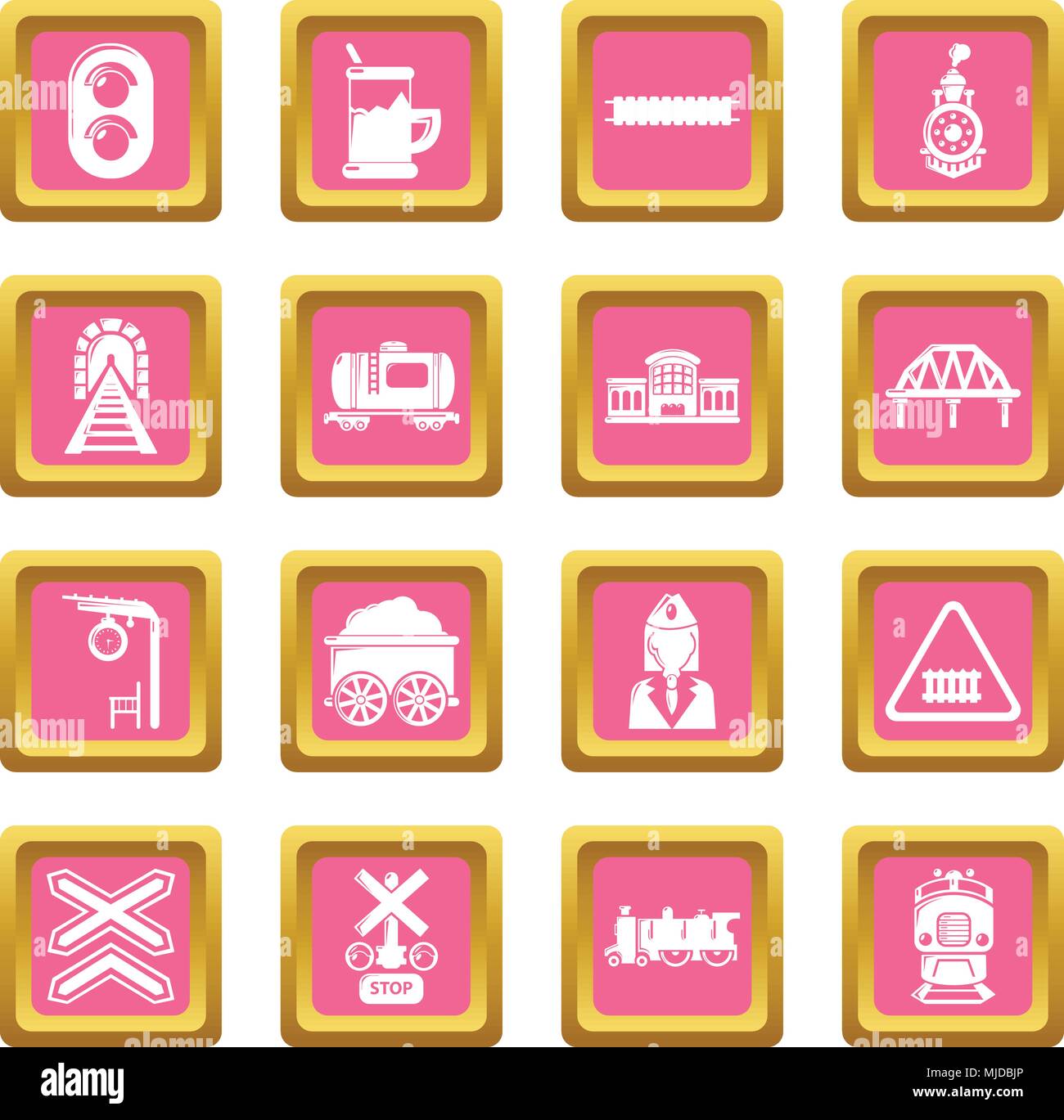 Train railroad icons set pink square vector Stock Vector Image & Art ...