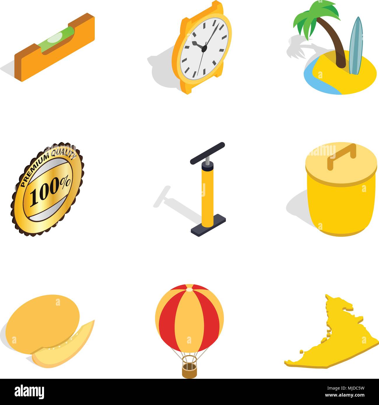 Optimal place icons set, isometric style Stock Vector