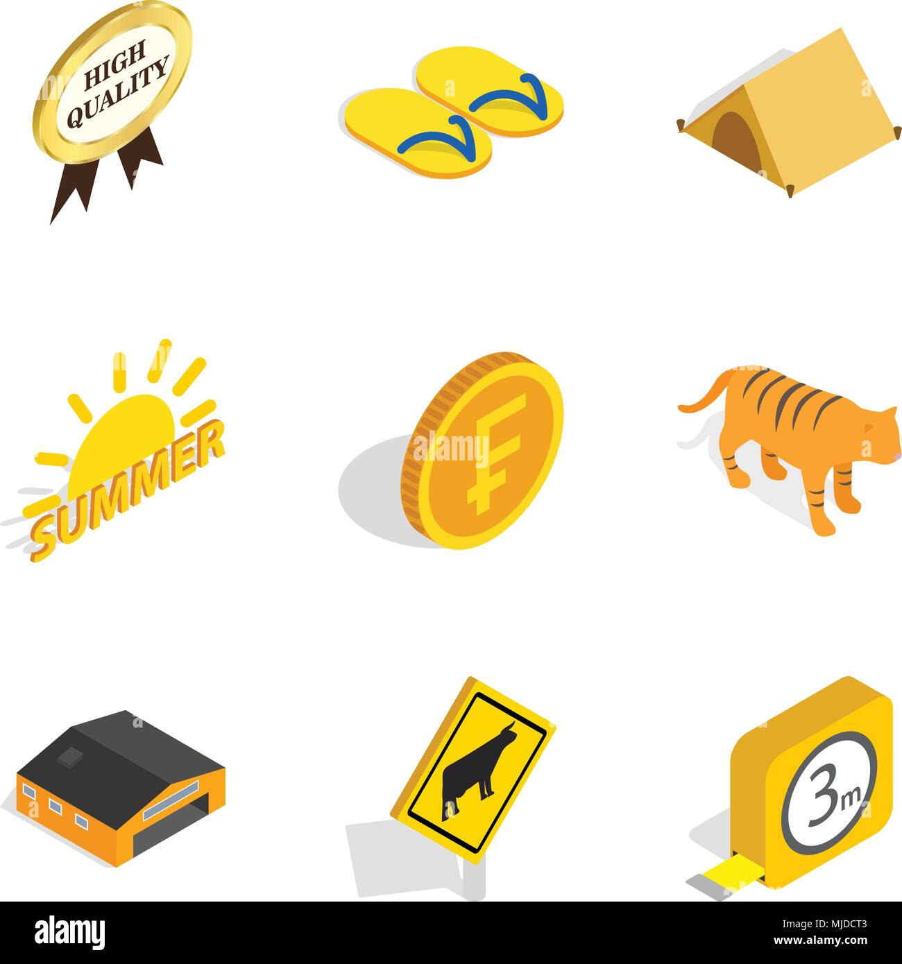 Ecumenical icons set, isometric style Stock Vector