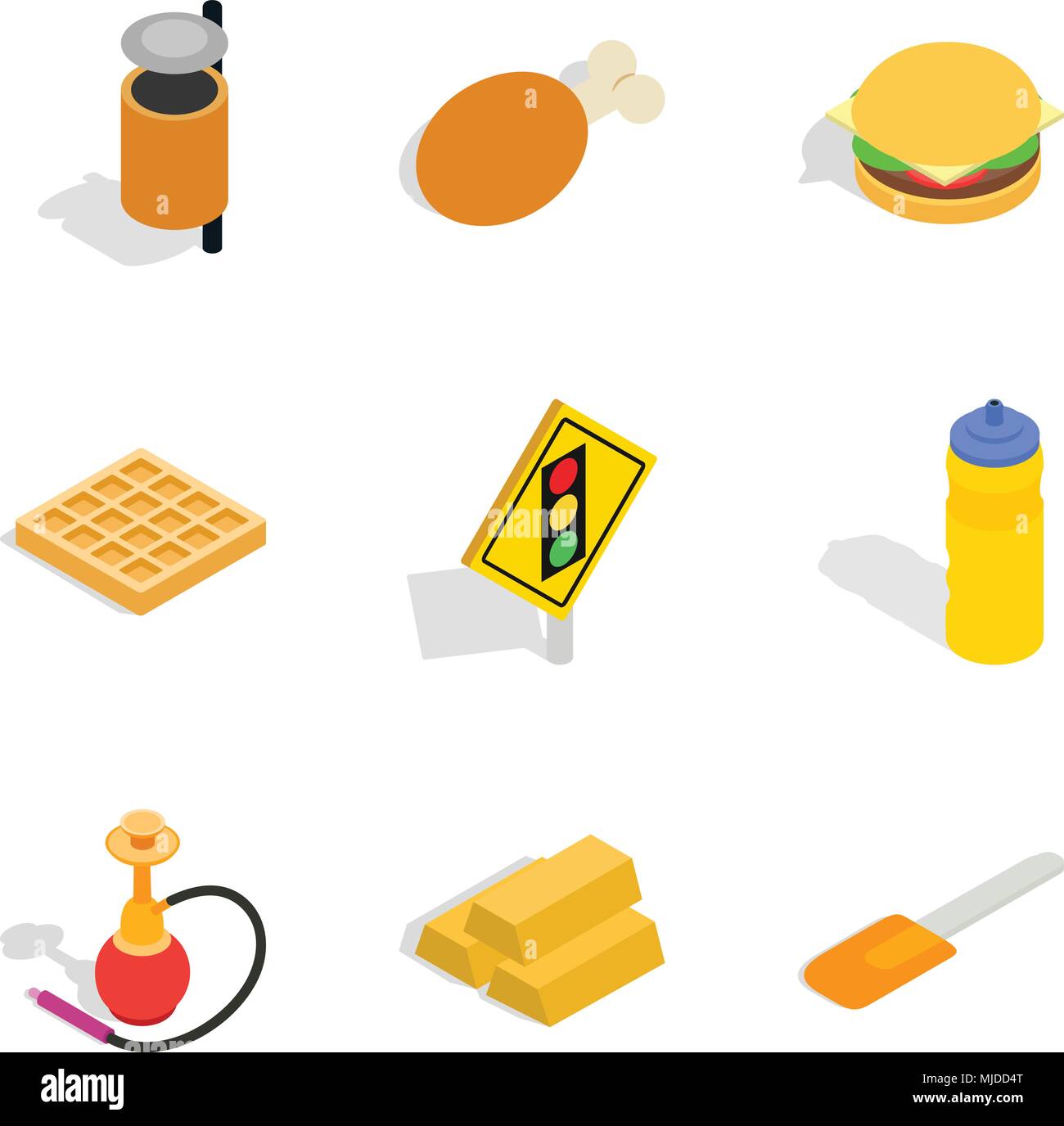 Open world icons set, isometric style Stock Vector