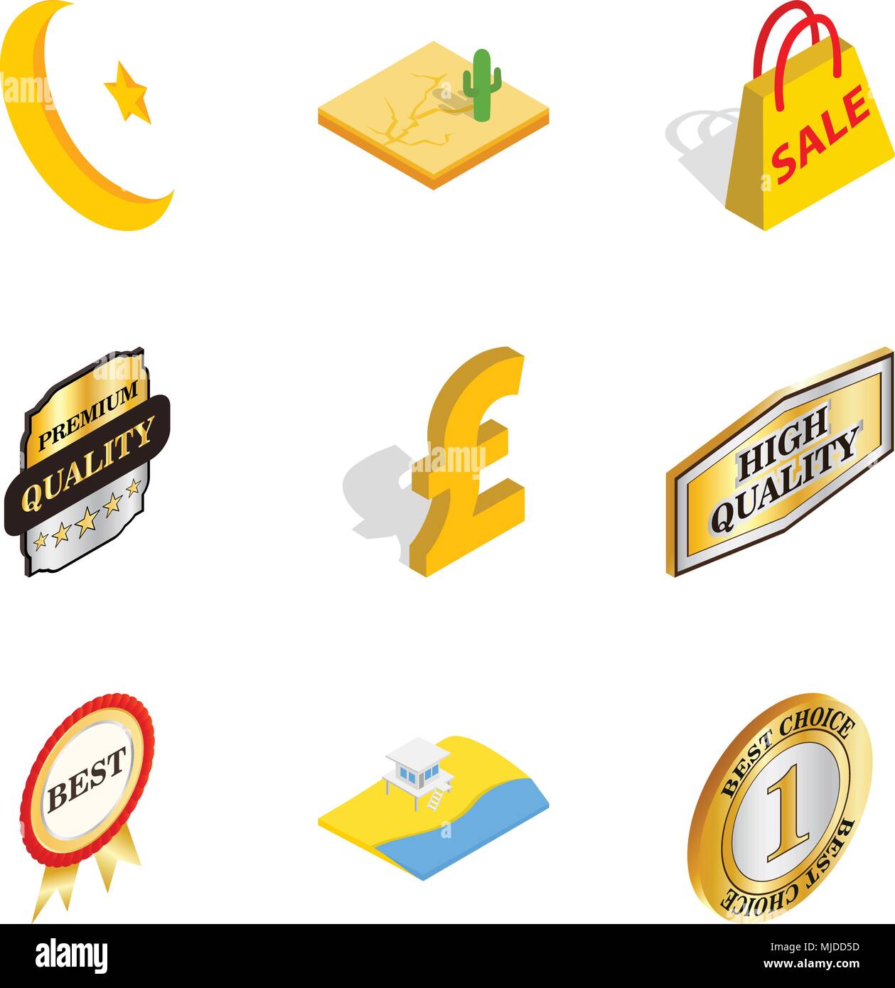 Free world icons set, isometric style Stock Vector