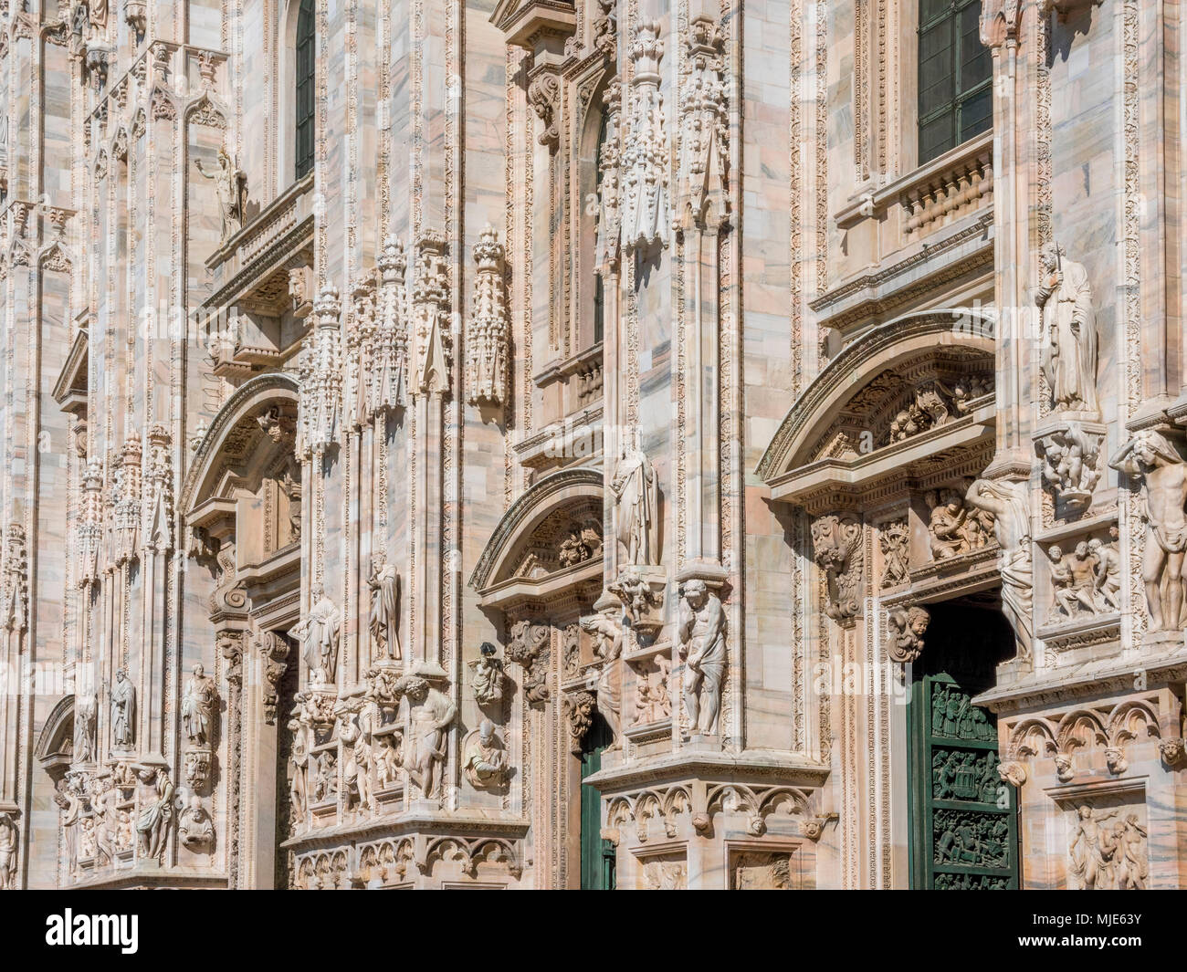 Front facade, Milan Cathedral, Duomo di Santa Maria Nascente, Milan, Lombardy, Italy, Europe Stock Photo