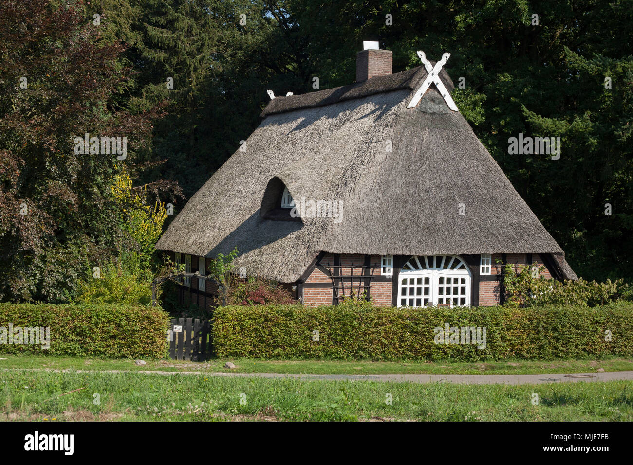 Half-timbered house in Dillertal, Bruchhausen-Vilsen, Lower Saxony, Germany, Europe Stock Photo