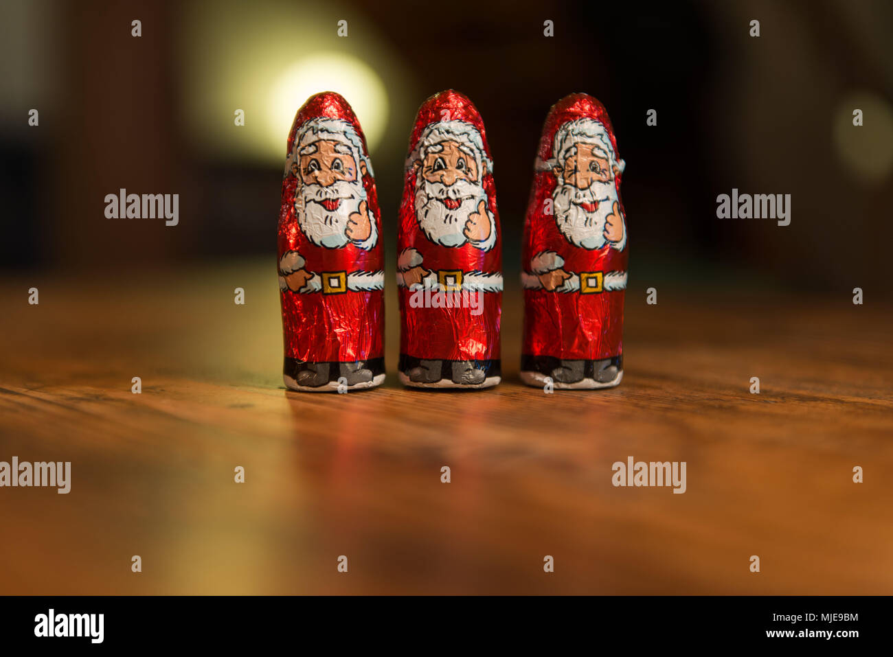 three Saint Nicholas made of chocolate Stock Photo Alamy