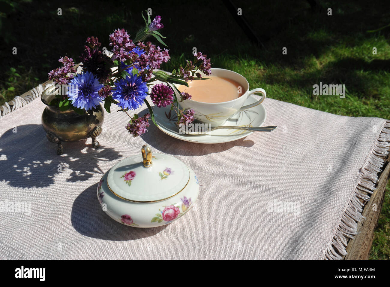 Tea time in the garden Stock Photo