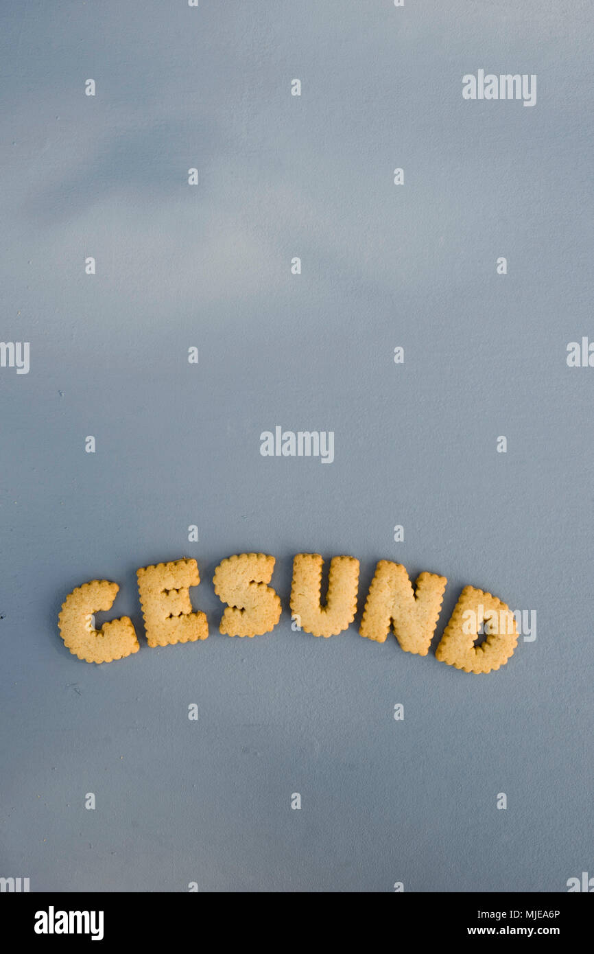 Word 'Gesund' made of cookies Stock Photo