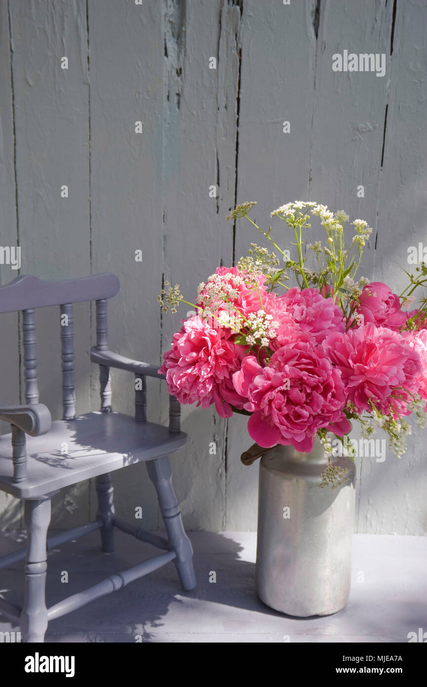 Bouquet with common peony Stock Photo